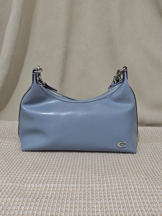 Coach Handbags - Coach Blue Leather Hobo Shoulder Bag With Extra Crossbody Strap